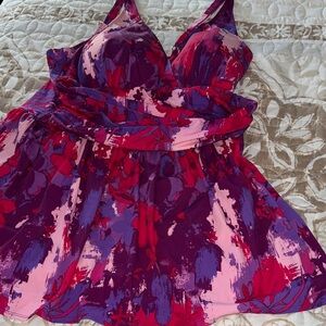 Vibrant Multicolor Swim Suit Dress by D & Co. size 28W